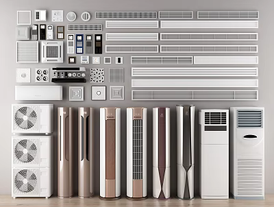 Different Types of Air Conditioners and Fans with Various Designs for Home Use 3d model