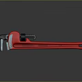 Red Pipe Wrench Tool Placed On Black Reflective Surface Background