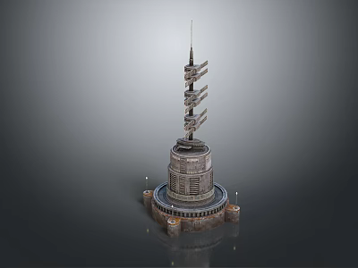 Industrial Equipment Tower Structure Featuring Metal Framework Multiple Platforms and Base 3d model