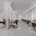Modern Beauty Hair Salon Interior With Marble Accents Neat Styling Chairs And Green Plant