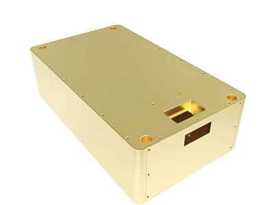 Golden Metal Enclosure With Screw Holes And Rectangular Opening Design 3d model
