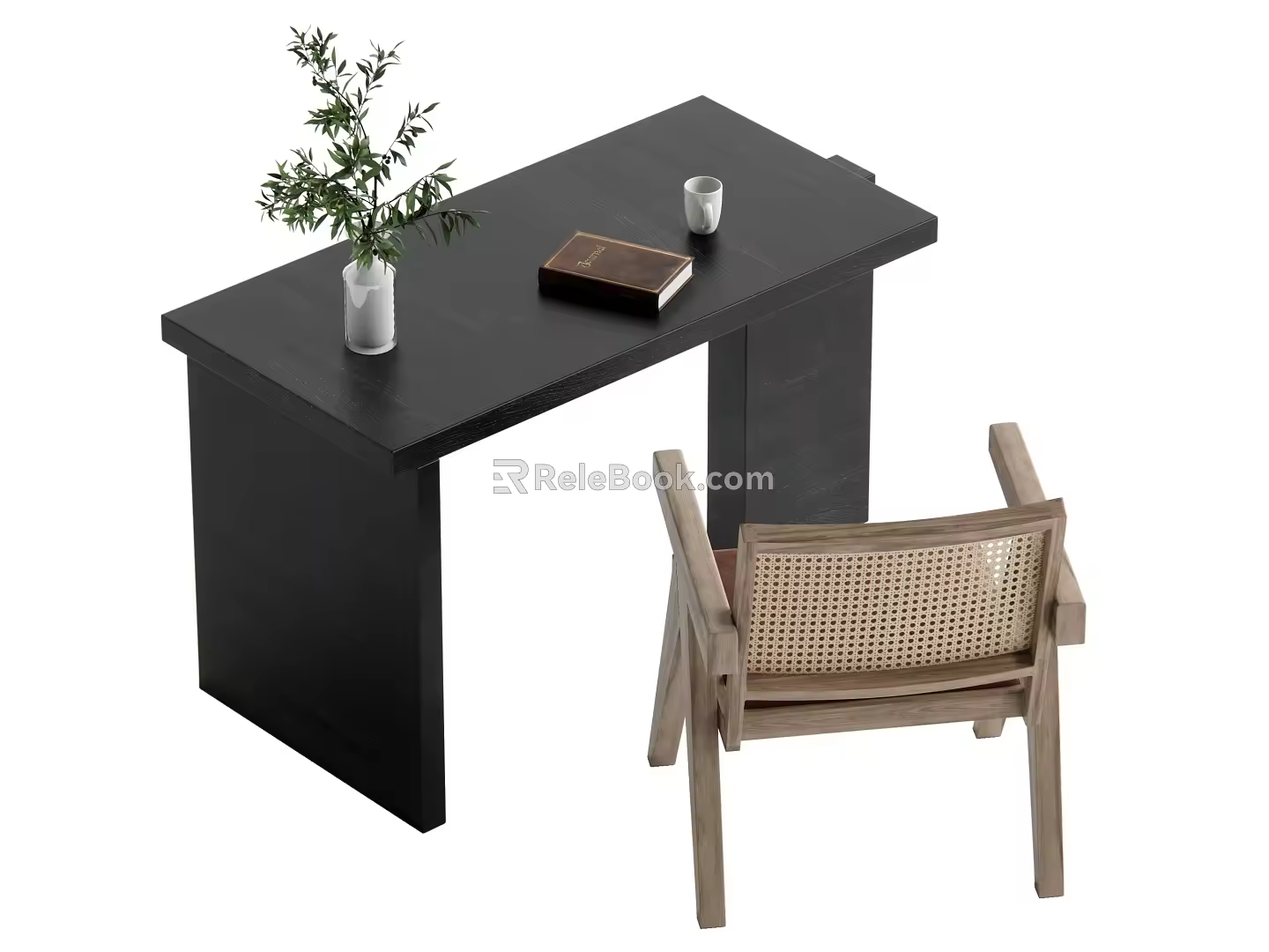 Middle style desk and chair combination 3d model