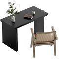 Middle style desk and chair combination 3d model