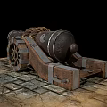 Military Vehicle Featuring Inspection Marked Vintage Cannon On Stone Pavement