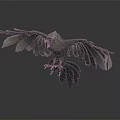 Origami Crow With Spread Wings And Layered Feathers In Dynamic Flight Pose On Dark Background