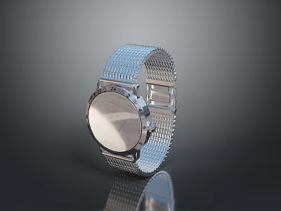 Stylish Silver Wristwatch With Metal Strap Round Dial And Minimalist Design 3d model