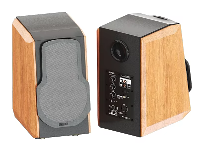 Wooden Speakers With Front Speaker Driver Side Control Panel And Audio Ports Modern Design 3d model