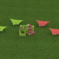 Tang Daren Themed Photo Check In Spot With Green Stand Colorful Flowers And Cherry Blossoms