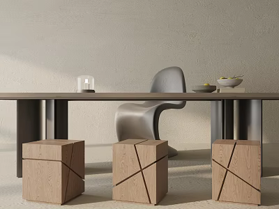 Modern Wooden Tea Table And Comfortable Chairs For Living Room Interior 3d model
