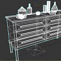 Wooden Console Table with Drawers Decorative Vases Candle Books and Cup on Top