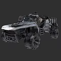 Tactical Utility Vehicle with Large Off Road Wheels Open Top Structure and Mounted Weapon