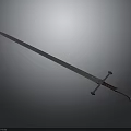 Medieval Long Sword With Shiny Metal Blade And Crossguard Wooden Hilt Design