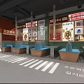 Chinese Restaurant Interior Design With Wooden Booths Neon Signs And Dining Tables