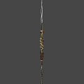 Ornate Ancient Polearm With Curved Blade Golden Rings Brown Wrapped Handle And Metal Details