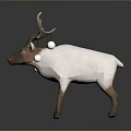 Christmas Reindeer Figurine With Red Nose White Body Brown Legs And Antlers With White Balls