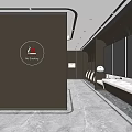 Modern Public Restroom Interior Design With Urinals Sink Counter And Mirror Lighting