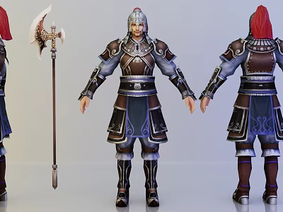 Modern game character warrior 3d model