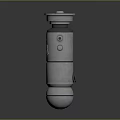 Metallic Cylindrical Weapon Design Featuring Sleek Silver Finish And Mechanical Components