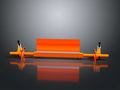 Orange Industrial Equipment With Dual Stands And Long Horizontal Bar Structure 3d model
