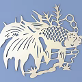 Intricate White Fish Shaped Carving With Decorative Floral And Leaf Designs