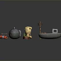 Collection of Various Miniature Models Including Lifebuoy Drone Boat Giraffe Lantern and Small House