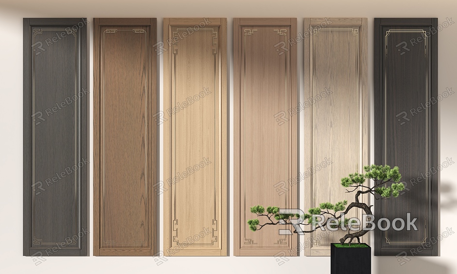 Wall panel solid wood wall panel model