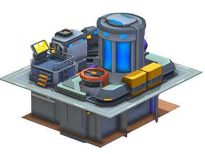 Advanced Industrial Equipment With Central Structure Blue Windows Control Panel And Mechanical Components 3d model