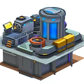 Advanced Industrial Equipment With Central Structure Blue Windows Control Panel And Mechanical Components