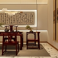 New Chinese Tea Room New Chinese Tea Table and Chair New Chinese Decorative Painting New Chinese Tea Chair New Chinese Tea Table 3d model