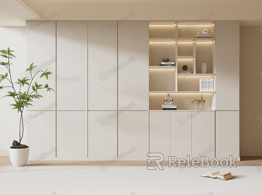 Quiet Bookcase Cream Wardrobe model