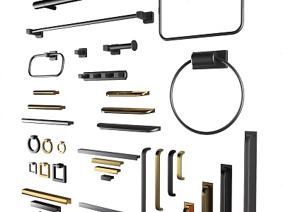 Modern Bathroom Accessories Featuring Various Metal Hardware And Stylish Designs 3d model