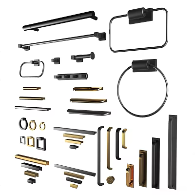 Modern Bathroom Accessories Featuring Various Metal Hardware And Stylish Designs 3d model