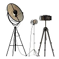Professional Digital Photography Equipment With Tripod Light Reflector And Camera 3d model