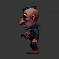 Cartoon Character With Blue Hat Red Glasses Exaggerated Expression Dark Striped Outfit Holding Flashlight