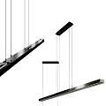 Modern Linear Pendant Lights with Black Metal Frame and Suspended Design