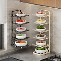 Kitchen Storage Rack Folding Vegetable Rack Vegetable Food Meat Fruit 3d model