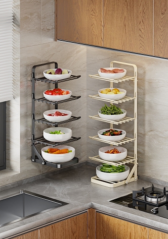 Kitchen Storage Rack Folding Vegetable Rack Vegetable Food Meat Fruit 3d model