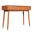 Modern Wooden Desk With Drawers And Slim Brass Legs Design