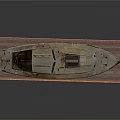 Detailed Vintage Wooden Model Boat With Green Hull And Classic Design On Display Stand