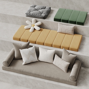 Cream Wind Bay Window Cushion Bay Window Cushion Sofa Cushion Futon Cushion Pillow 3d model