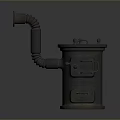 Metal Industrial Device with Curved Pipe Cylindrical Body Top Lid and Reflective Base Design