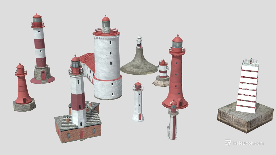 Various Lighthouse Shaped Furniture Models In Different Styles For Home Decor 3d model 