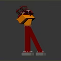Roller Coaster Structure With Orange Track Red Pillars And Seats