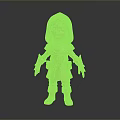 Golden Cartoon Style Hooded Armor Character Figure With Shiny Surface