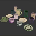 Everyday Household Tableware Collection Featuring Ceramic Mugs And Plates In Various Designs