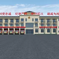 Multi story Fire Station Building With Parked Fire Trucks And Open Front Square 3d model