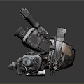 Industrial Mechanical Dual Barrel Weapon With Metal Components And Rustic Details
