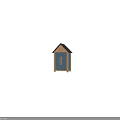 Wooden Storage Cabinet With Blue Double Doors And Gable Roof Design