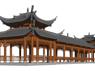 Chinese style pavilion ancient building landscape gallery pavilion 3d model