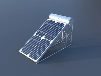 Efficient Solar Water Heater With Collector Panels And Metal Frame Stand 3d model